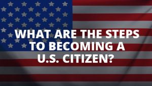 A picture of an american flag with the words " what are the steps to becoming a u. S. Citizen ?" written on it.